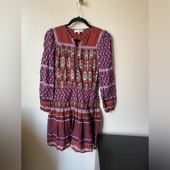 SEA NEW YORK WOMENS PURPLE/BURNT ORANGE PRINTED MINI DRESS SIZE 2 - Picture 2 of 8